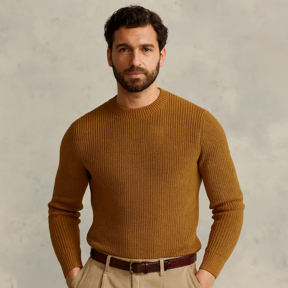 The Tokyo Merino Wool Ribbed O Neck Sweater