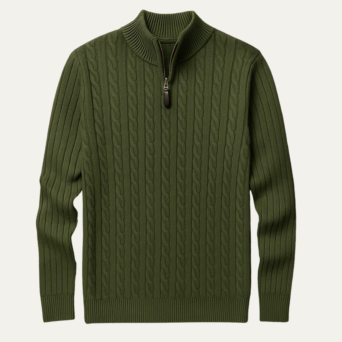 The Wells Cable-knit Quarter Zip Sweater