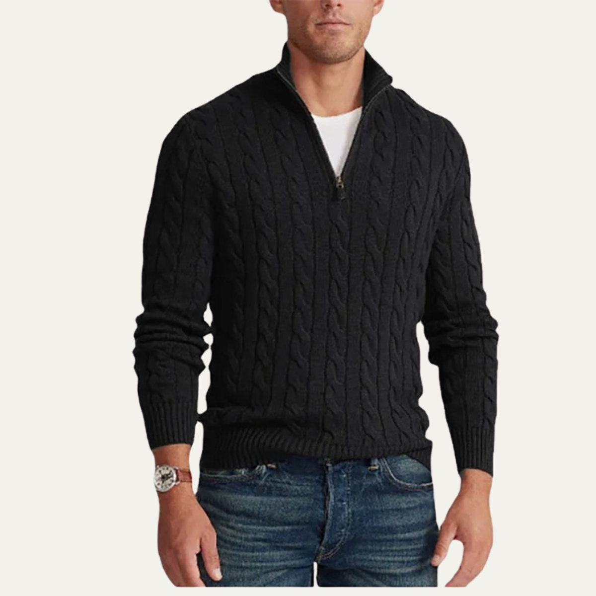 The Salina Men's Half Zip Mock Neck Knitted Sweater