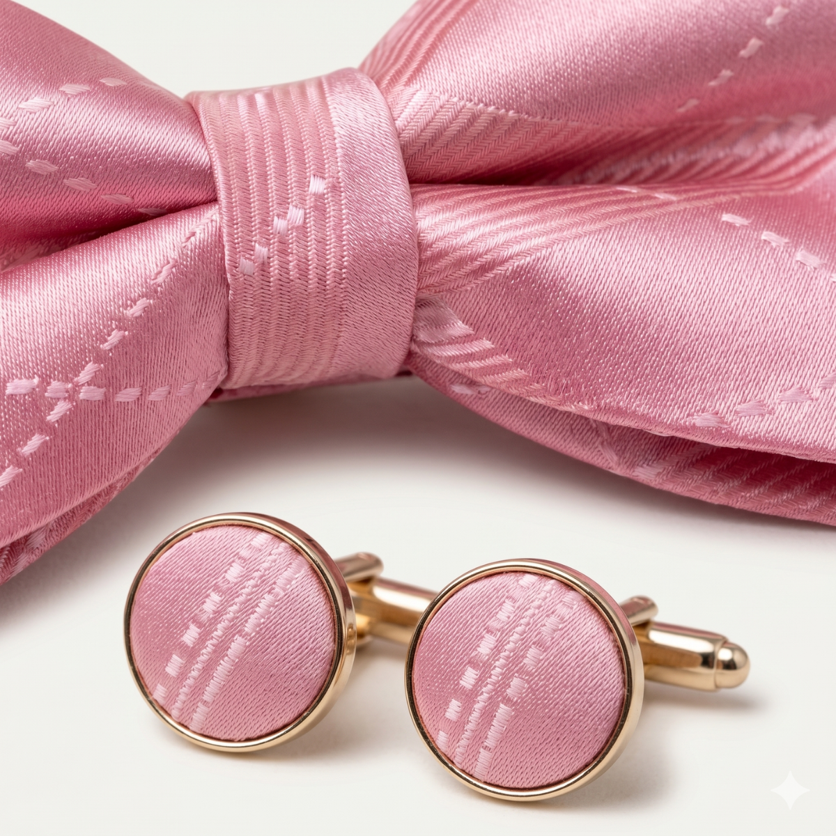 The Ashbury Men’s Bow Tie with Pocket Square & Cufflinks Set – Pink
