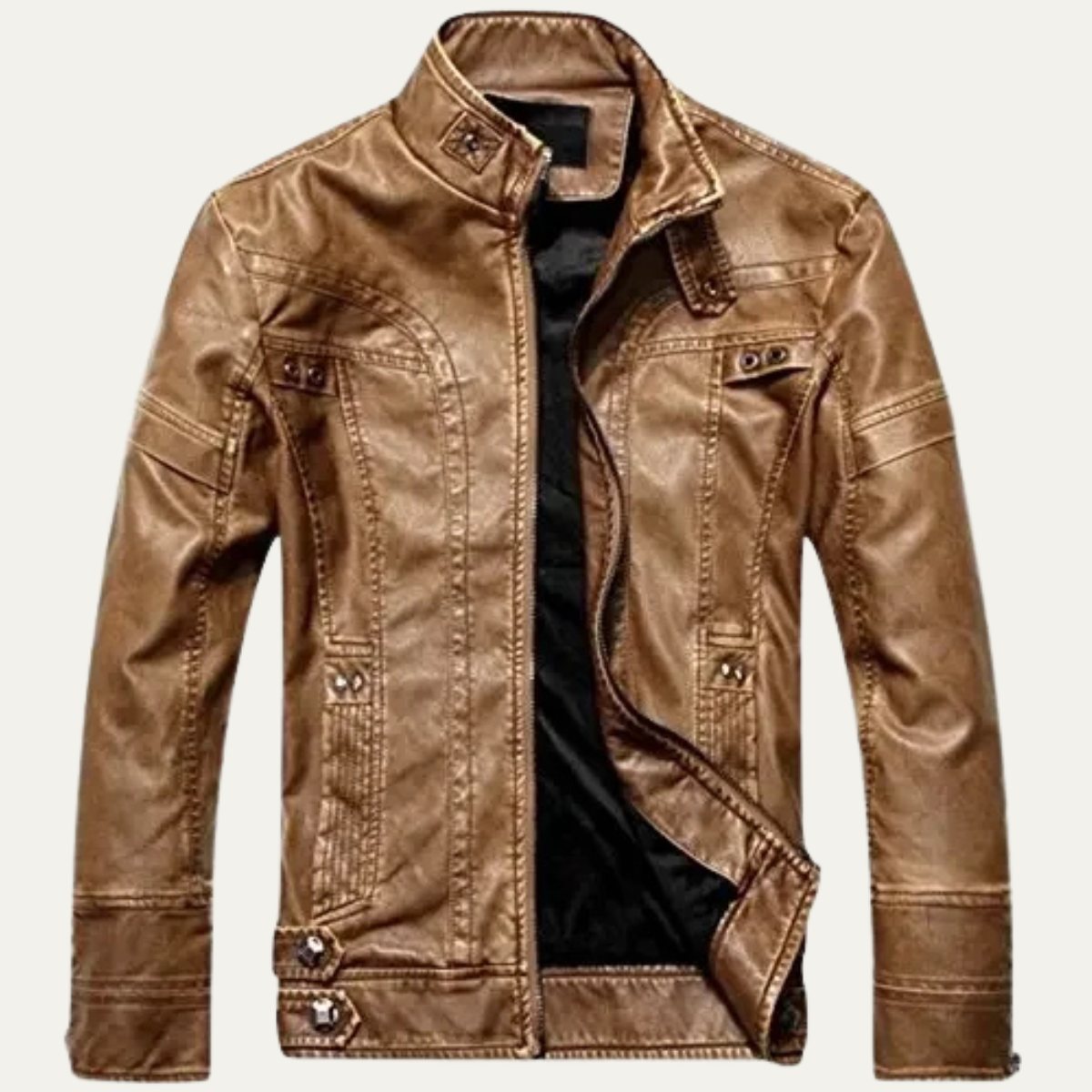 The Bevagna Men’s Classic Zip Up Leather Biker Jacket