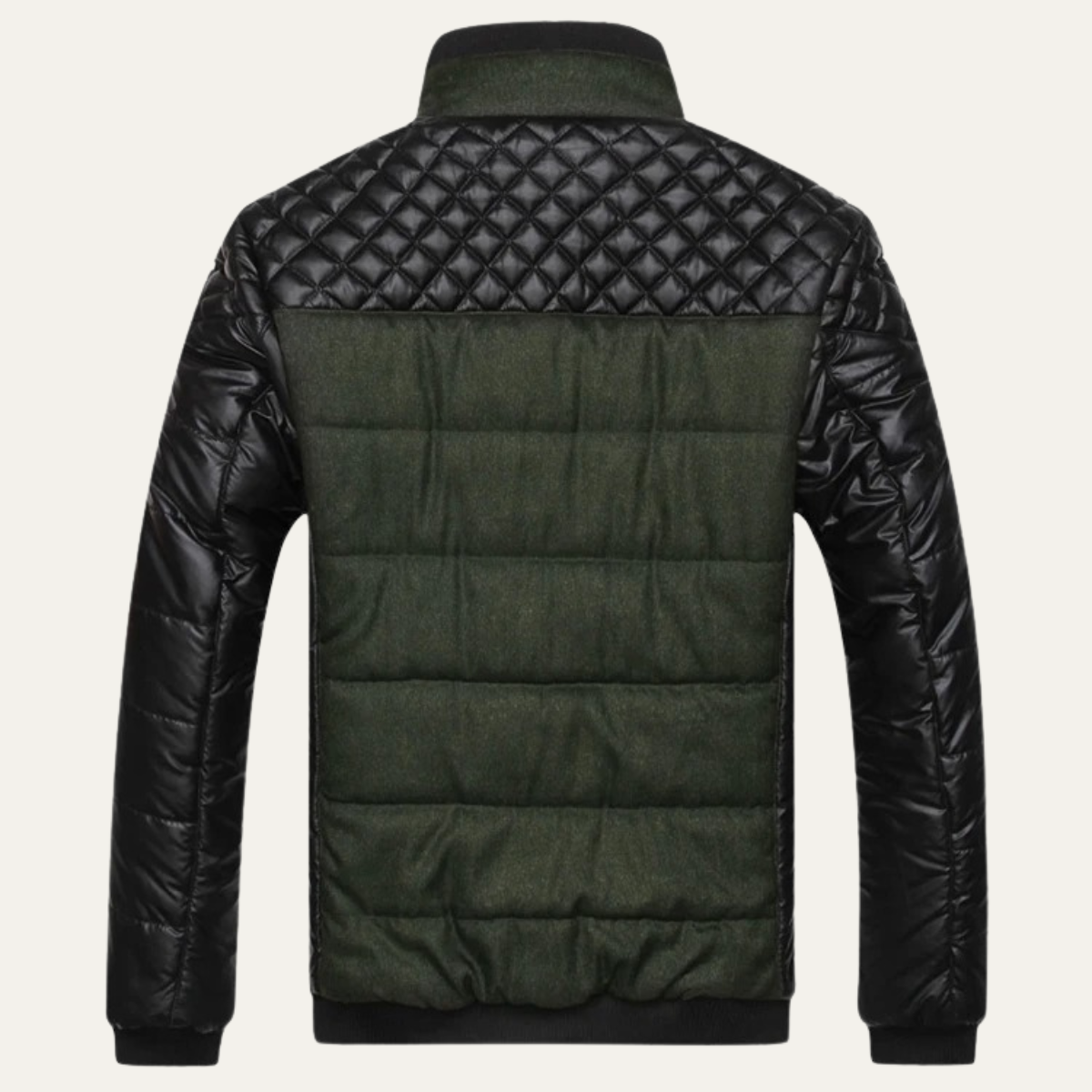 The Roma Men’s Quilted Leather Jacket with Stand Collar