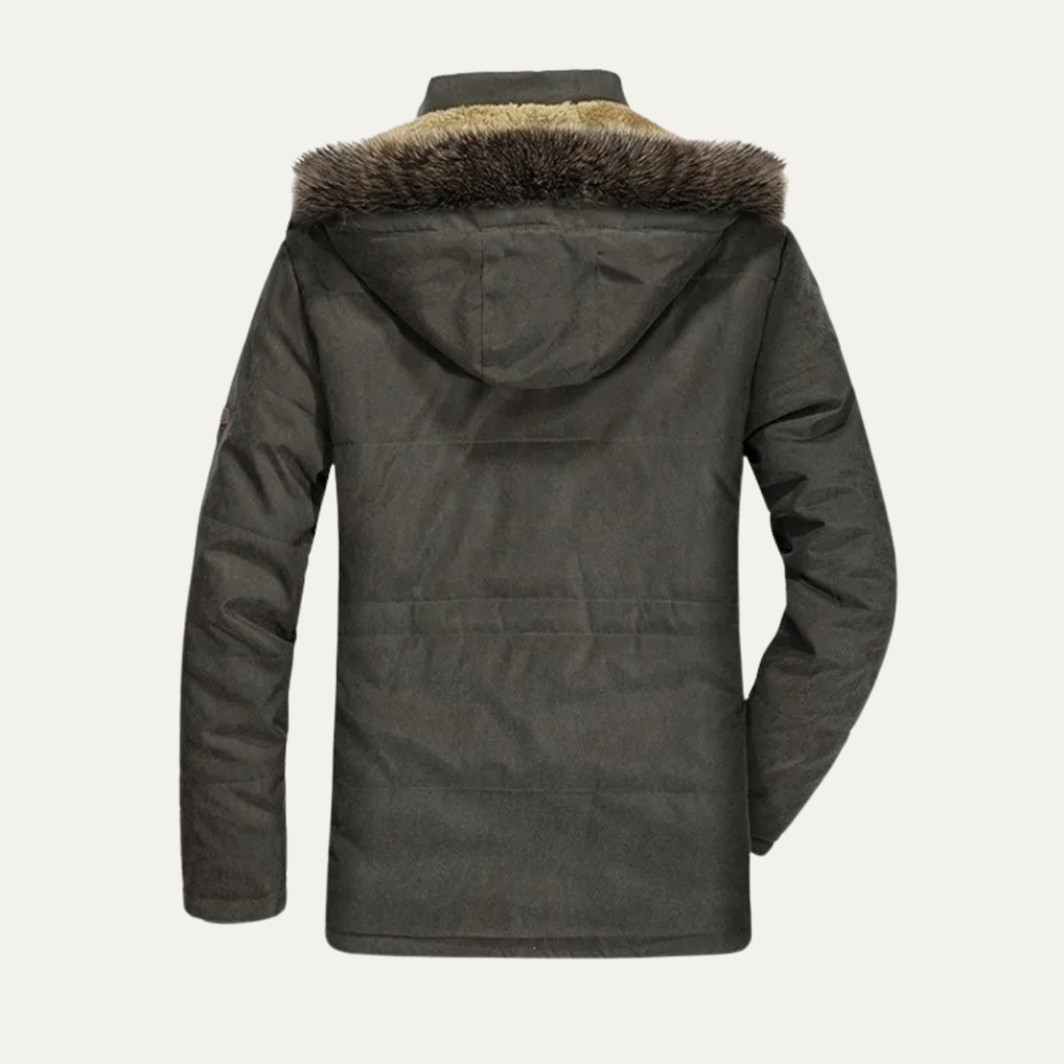 Men's Puffer Jacket Charcoal Fur Hooded Winter Coat