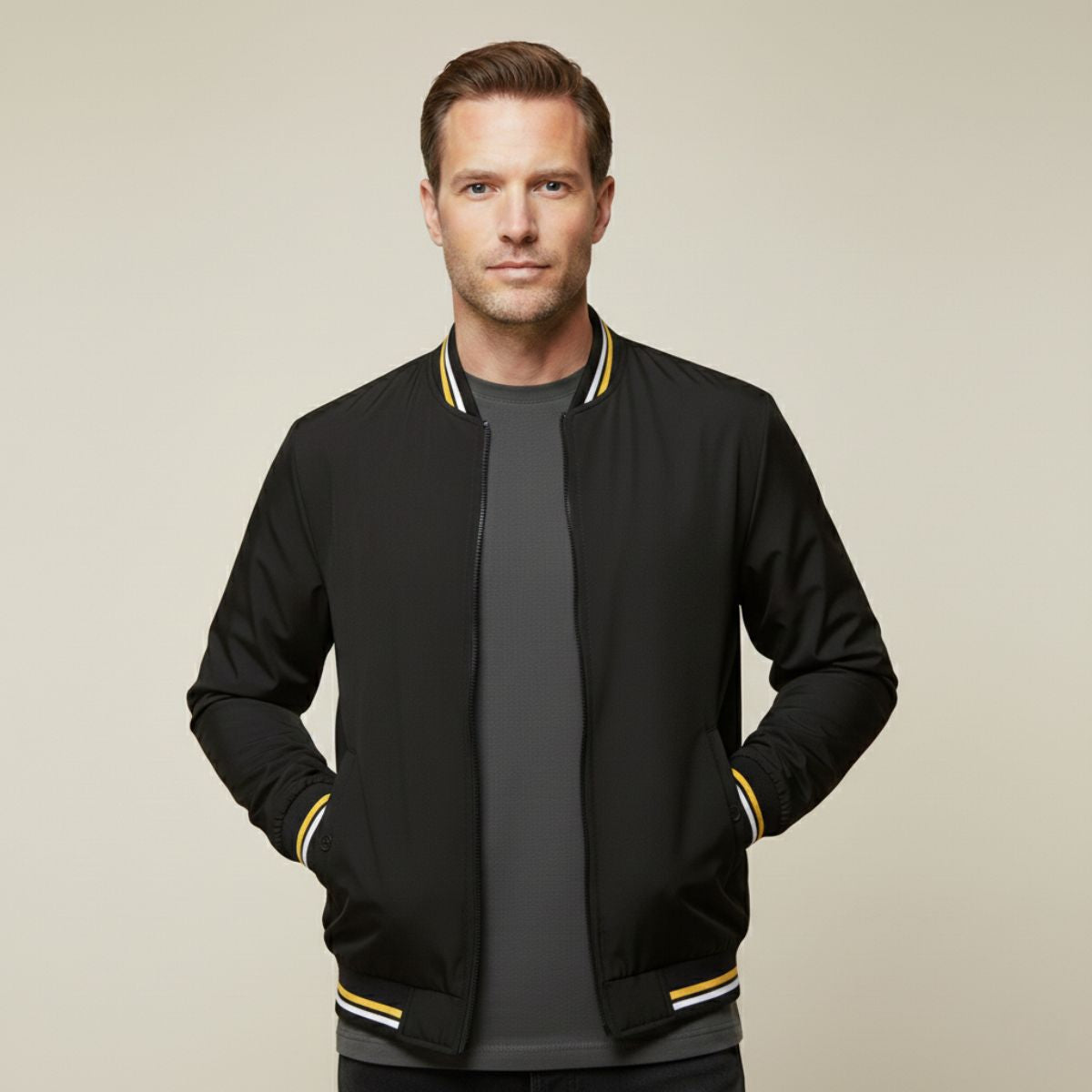 Men's Lightweight Bomber Jacket Sage Green Zip Up