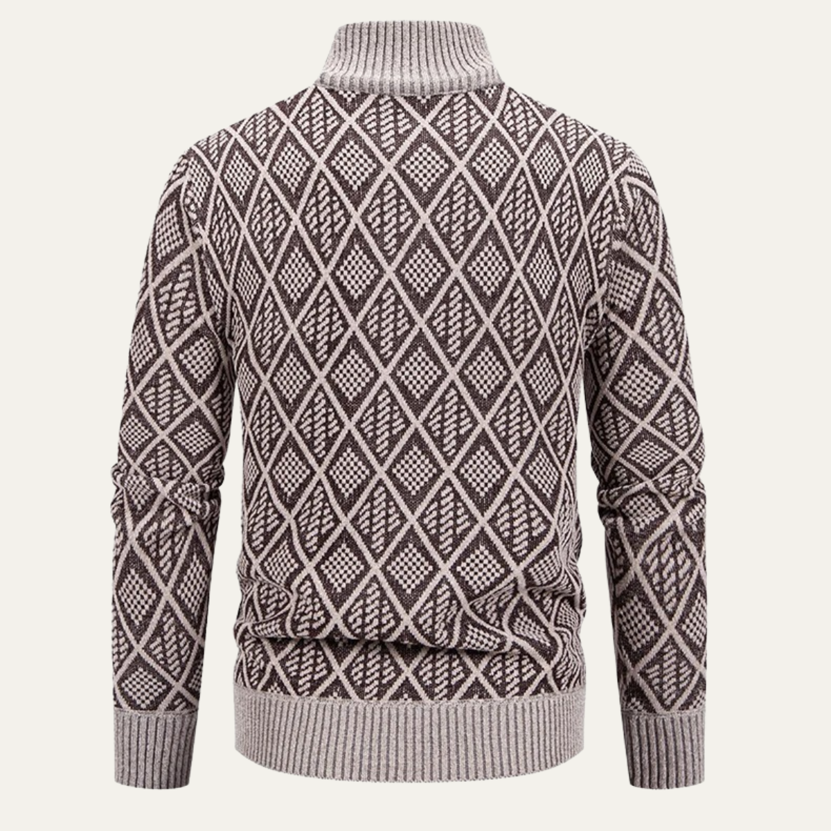 The San Gimignano Men’s Knit Diamond Pattern Zip Jacket with Stand Collar