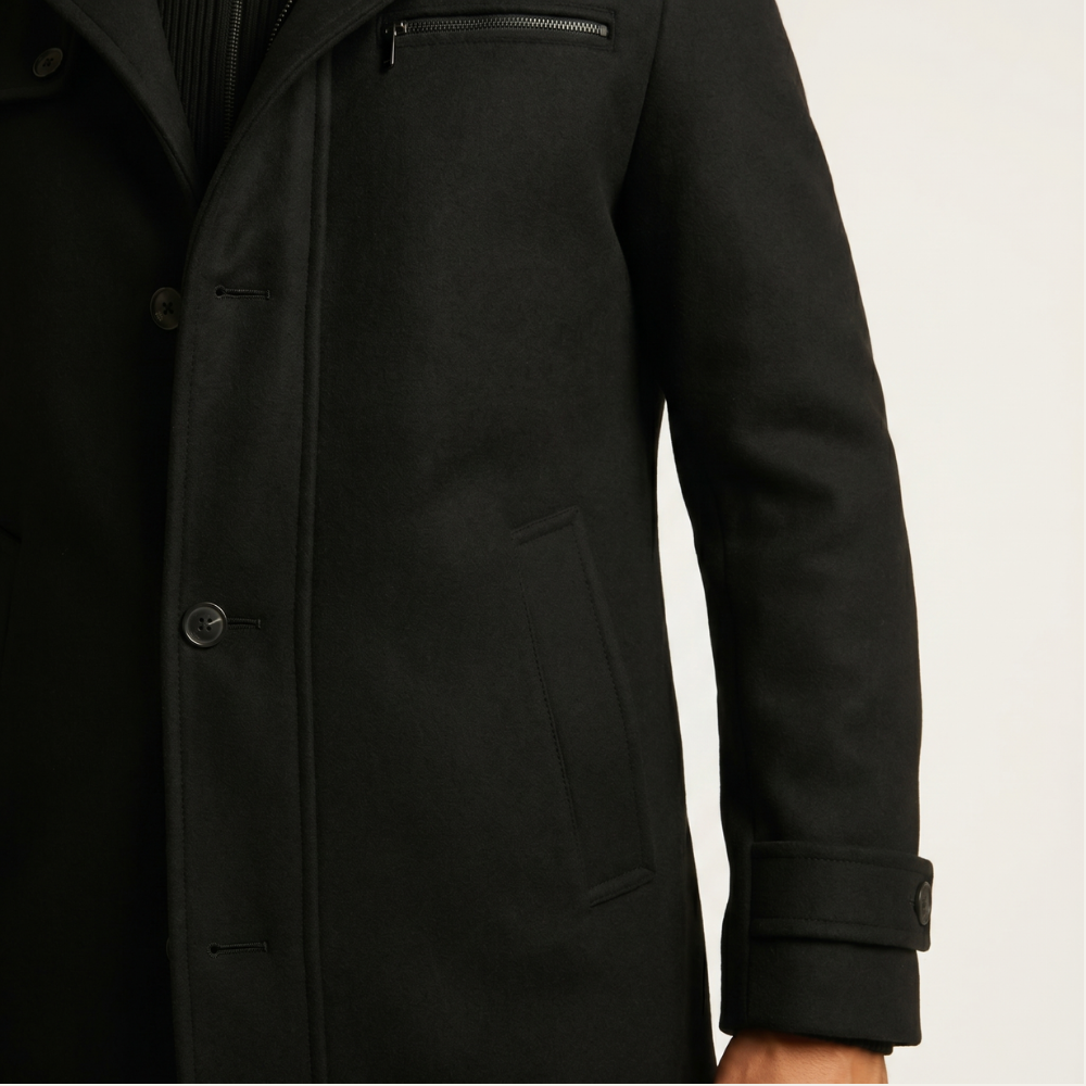Men's Wool Blend Overcoat Black