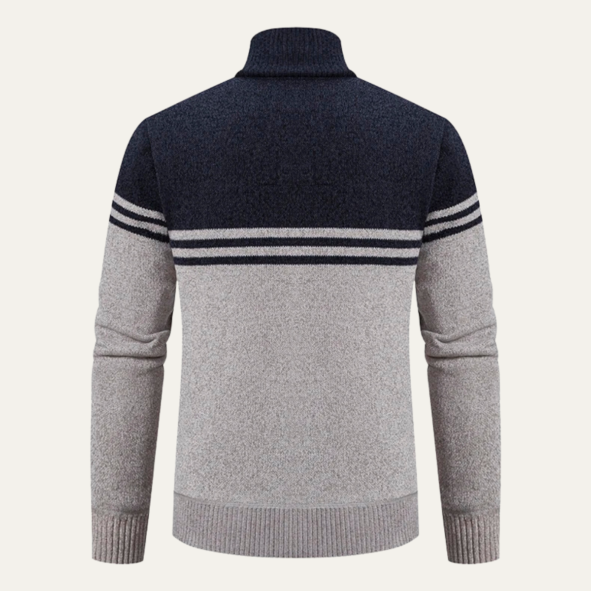 The Genova Men's Striped Thick Fleece Lined Knit Sweater Jacket