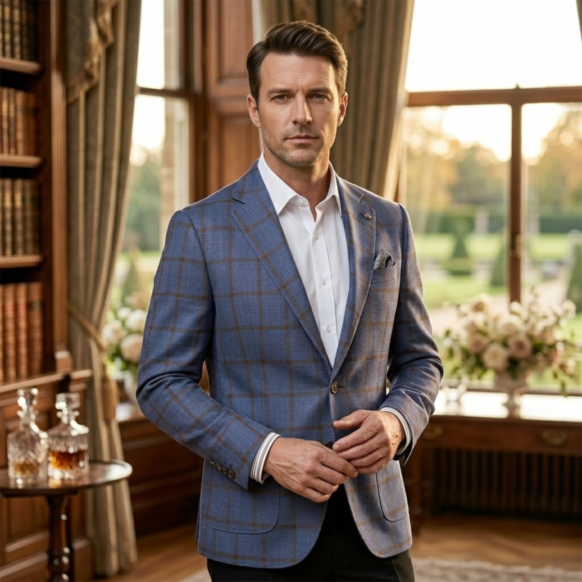 The Garda Porto Men’s Checked Double Breasted Plaid Blazer - Wedding Guest