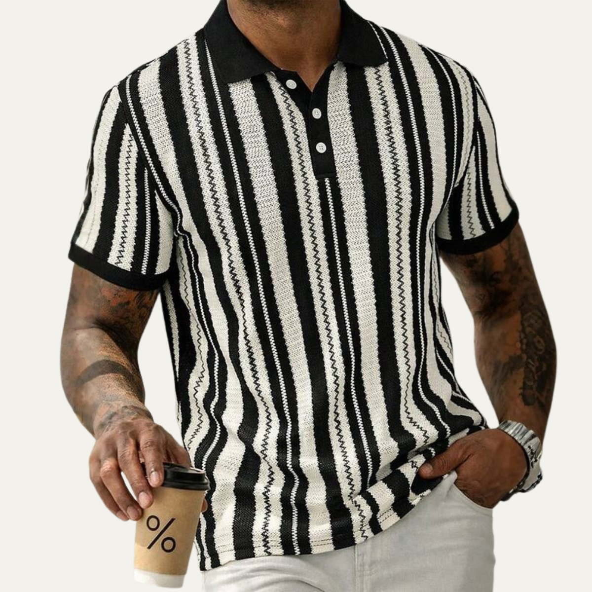 The Hillbrook Men’s Striped Knit Polo Shirt