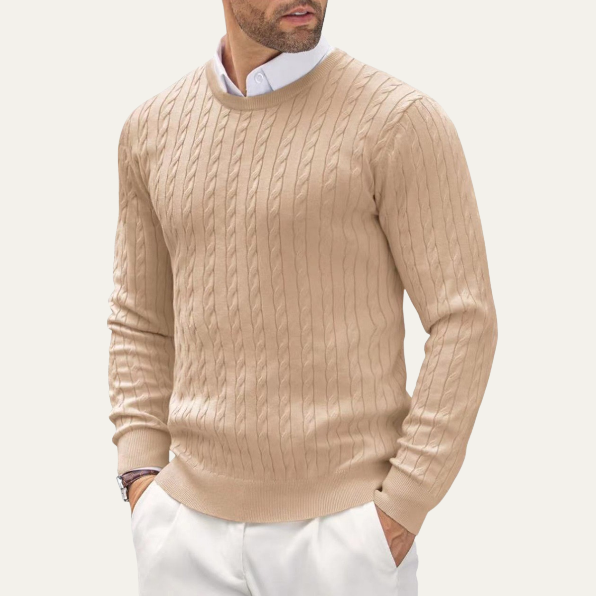The Ashmont Ridge Men’s Cable Knit Soft Warm Winter Round Neck Sweater