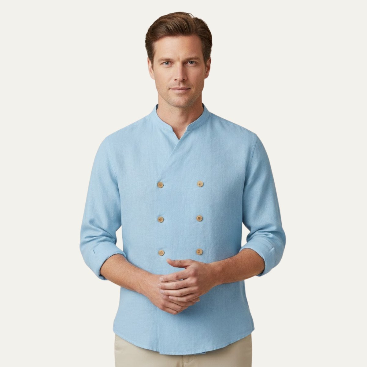 The Coventry Men’s Vintage Double Breasted Cotton Linen Shirt