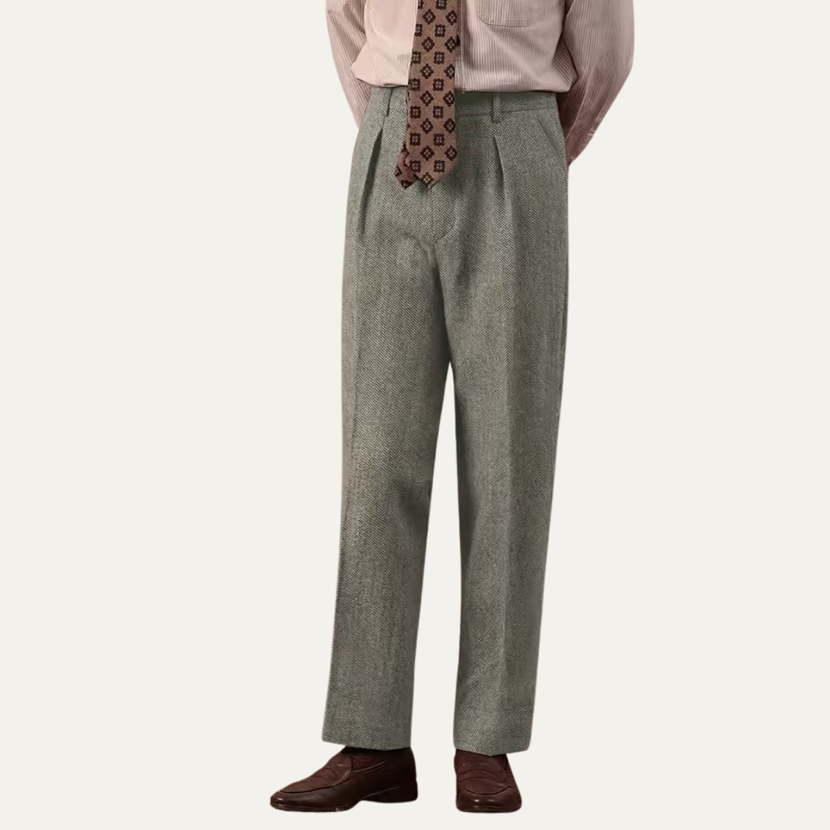 The Red Hill Men’s High Waisted Houndstooth Pleated Dress Pants