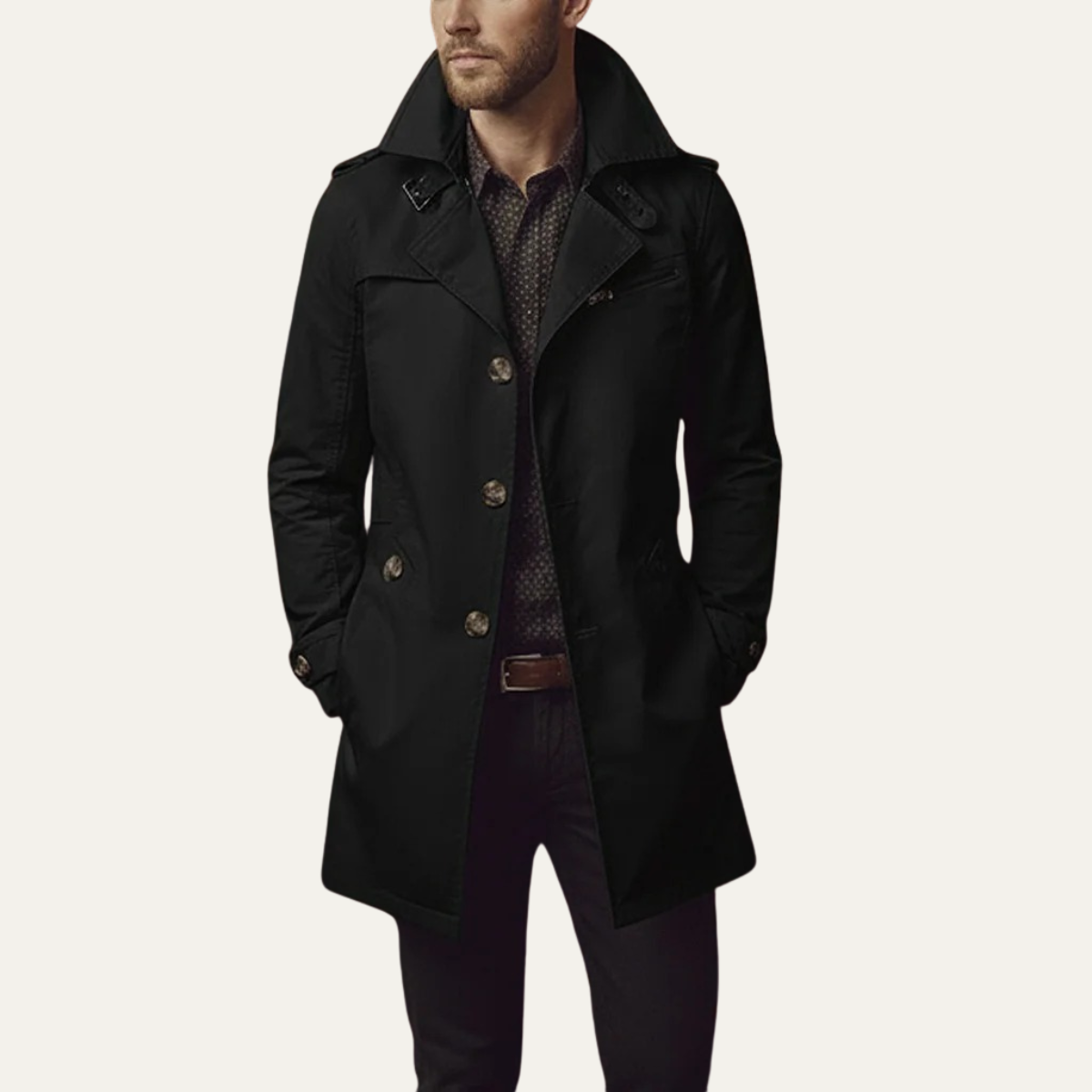 The Stromboli Men's Slim Notched Single Breasted Business Trench Coat