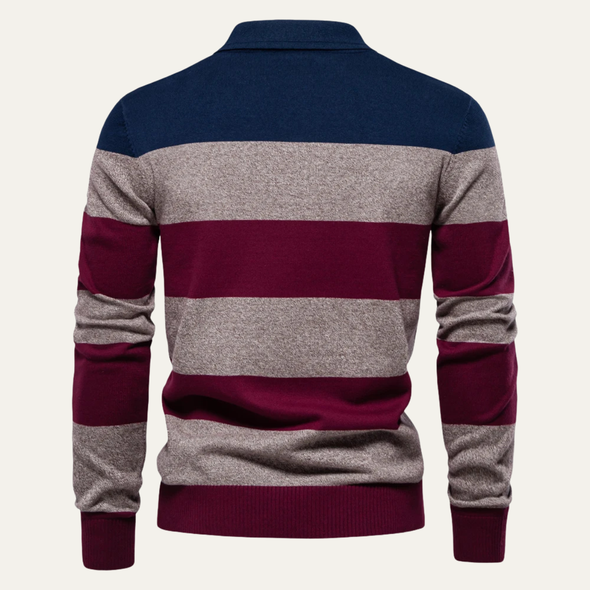 The Latina Men’s Cotton Button Up Striped Knit Polo Sweater