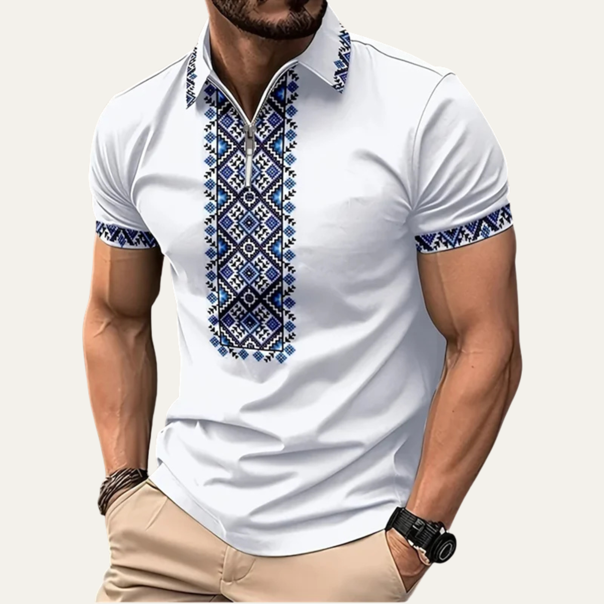 The Collingwood Men’s Embroidered Ethnic Polo Shirt
