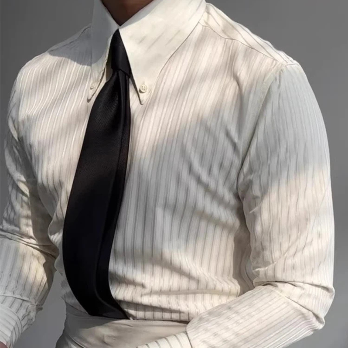 The Macerata Men’s Textured Pleated Formal Button Up Dress Shirt – Apricot