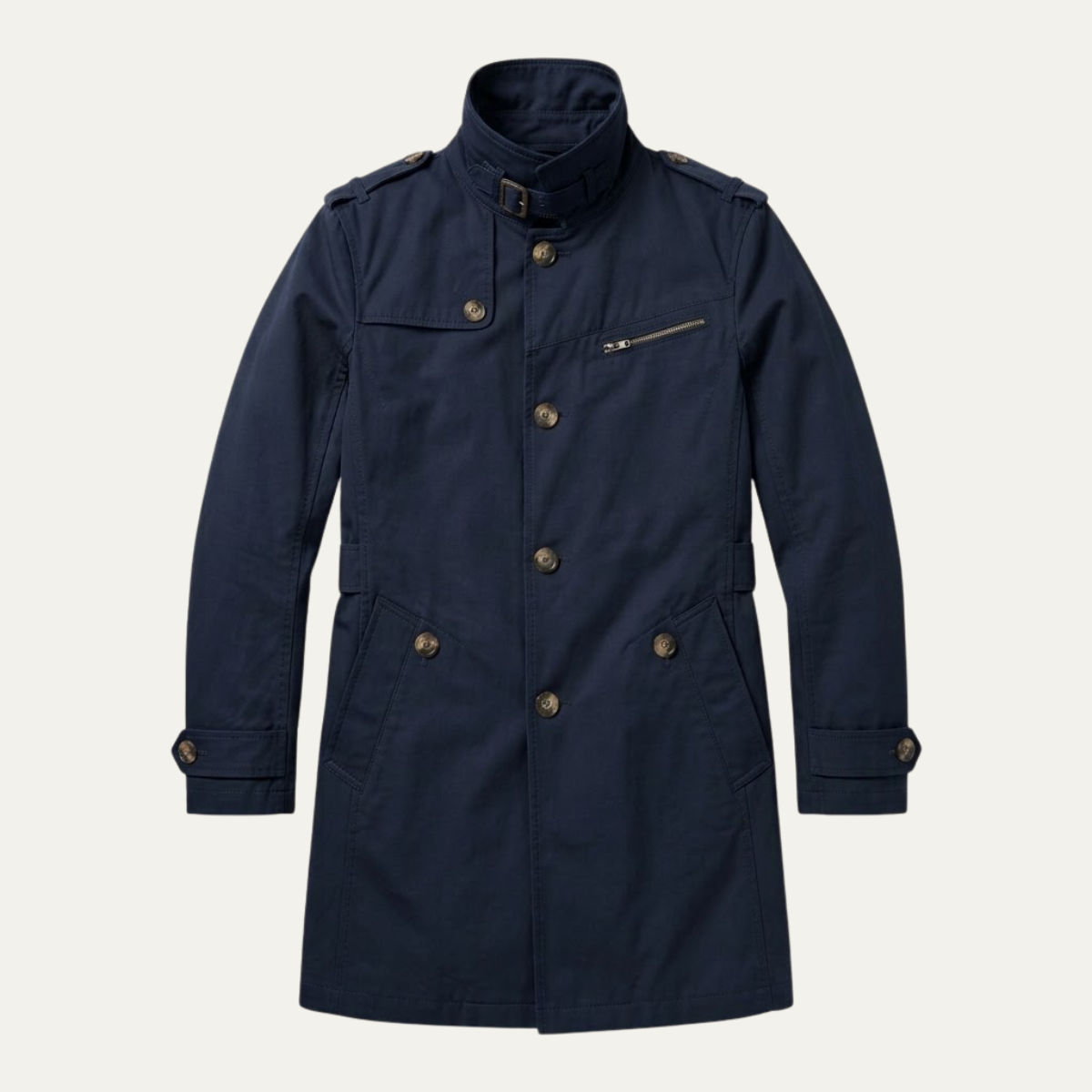 The Brackenridge Men’s Slim Fit Cotton Notched Collar Trench Coat