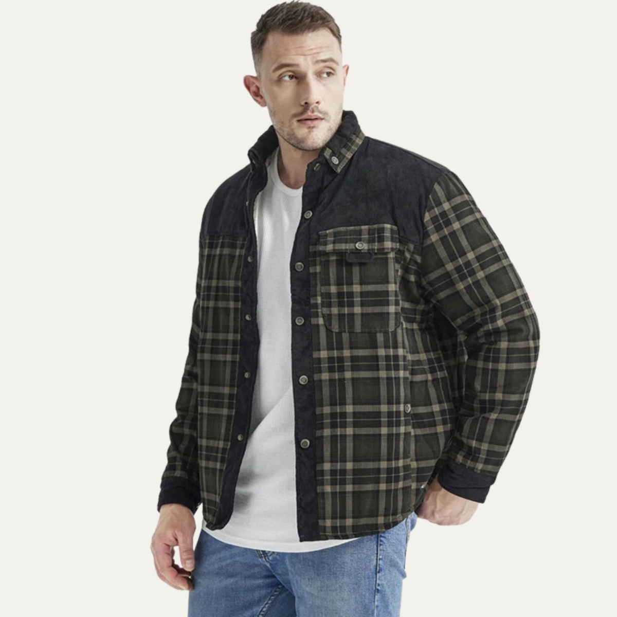 The Verbania Men’s Check Plaid Fleece Lined Flannel Jacket