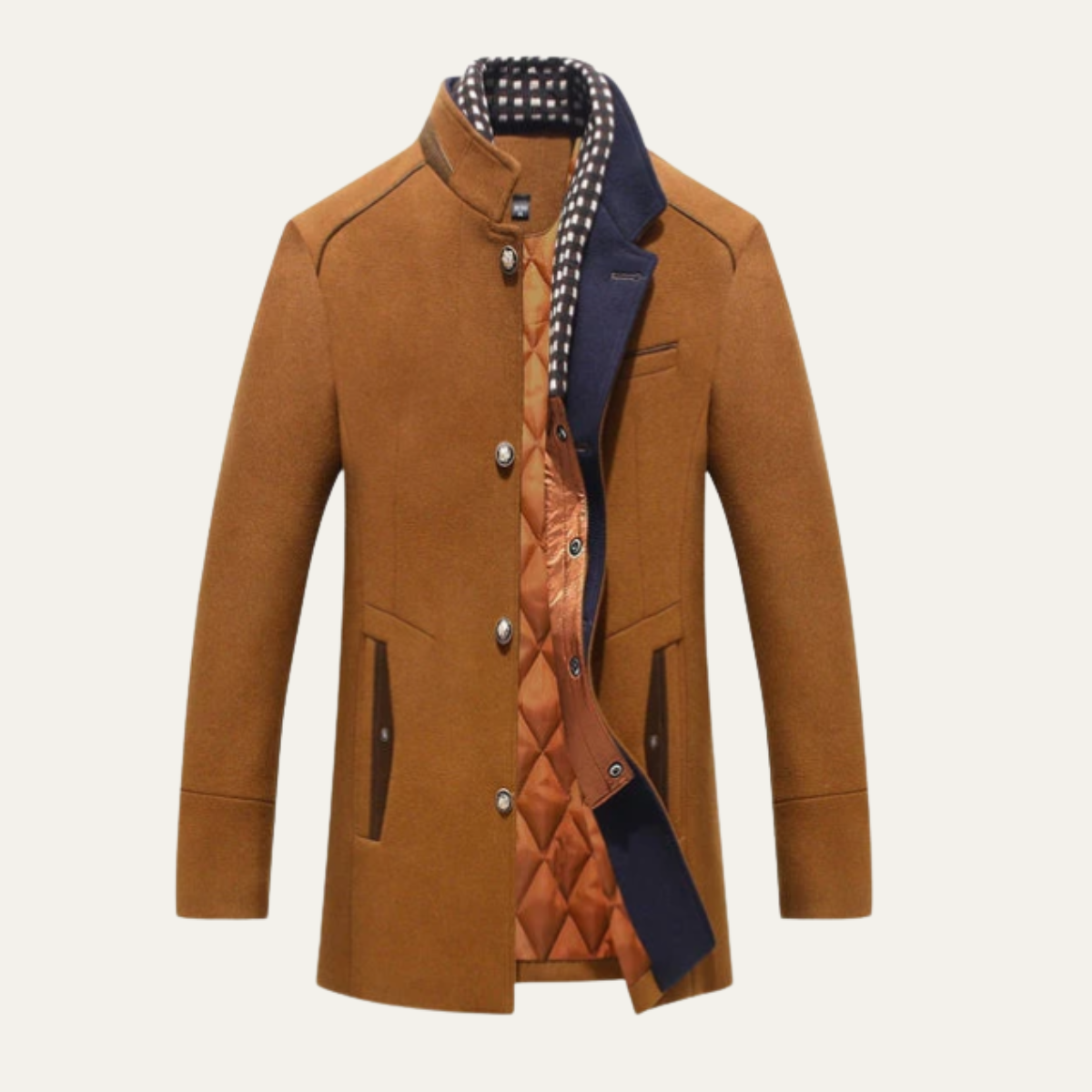 The Brookstone Men’s Elegant Classic Wool Winter Coat with Quilted Lining