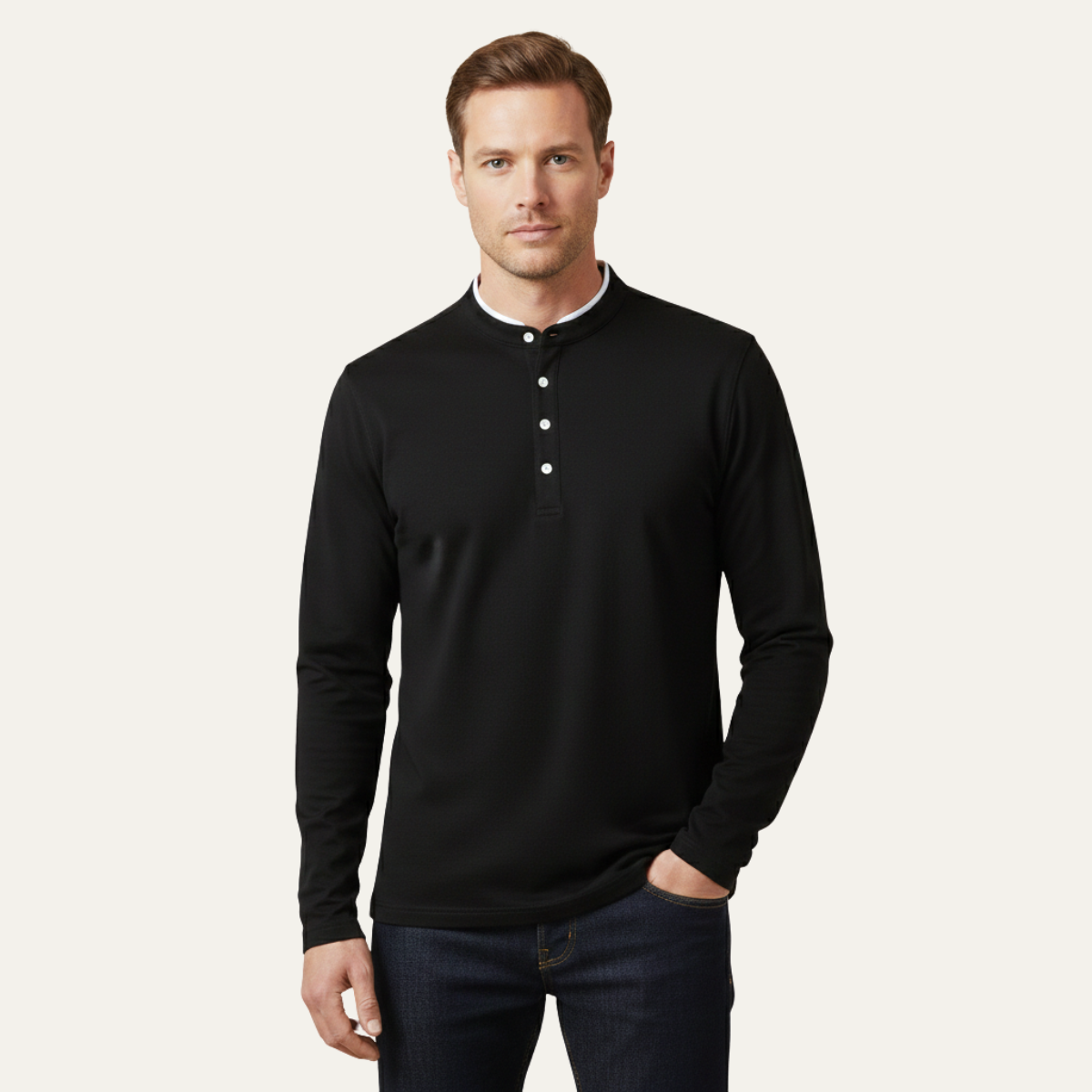 The Willowlake Ridge Men’s  Cotton Slim Fit Mandarin Collar Henley T Shirt