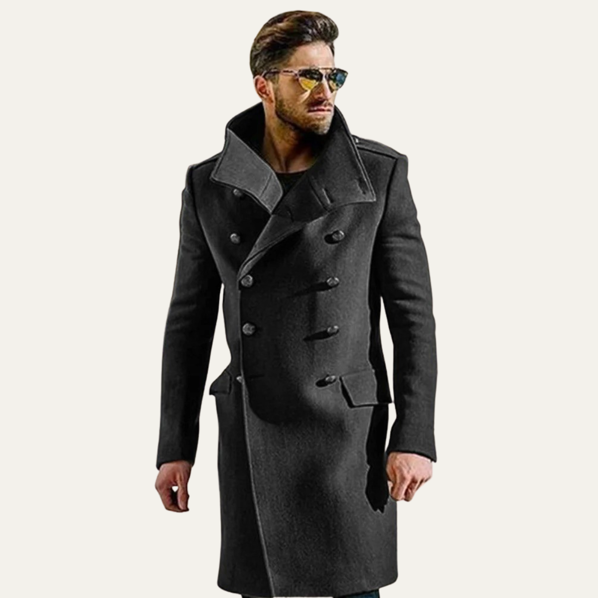 The Stratford Men’s Double Breasted Long Wool Trench Coat
