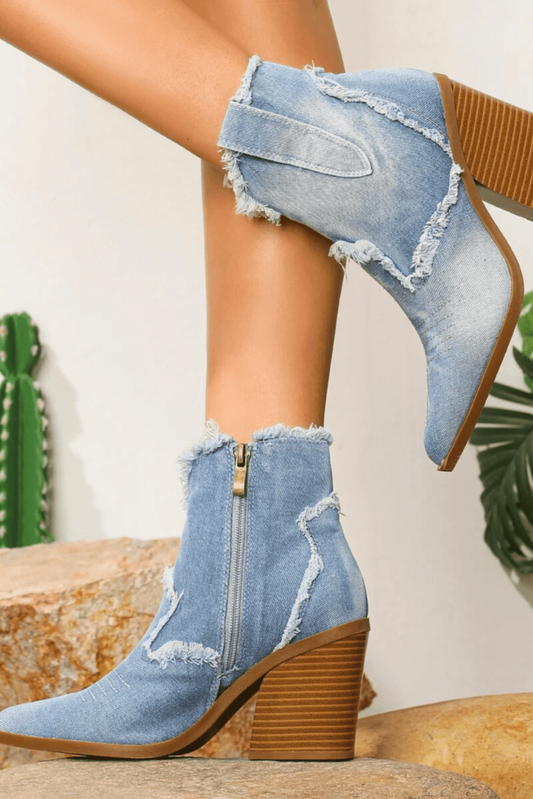 Women’s Block Heel Ankle Boots – Side Zip Heeled Boots