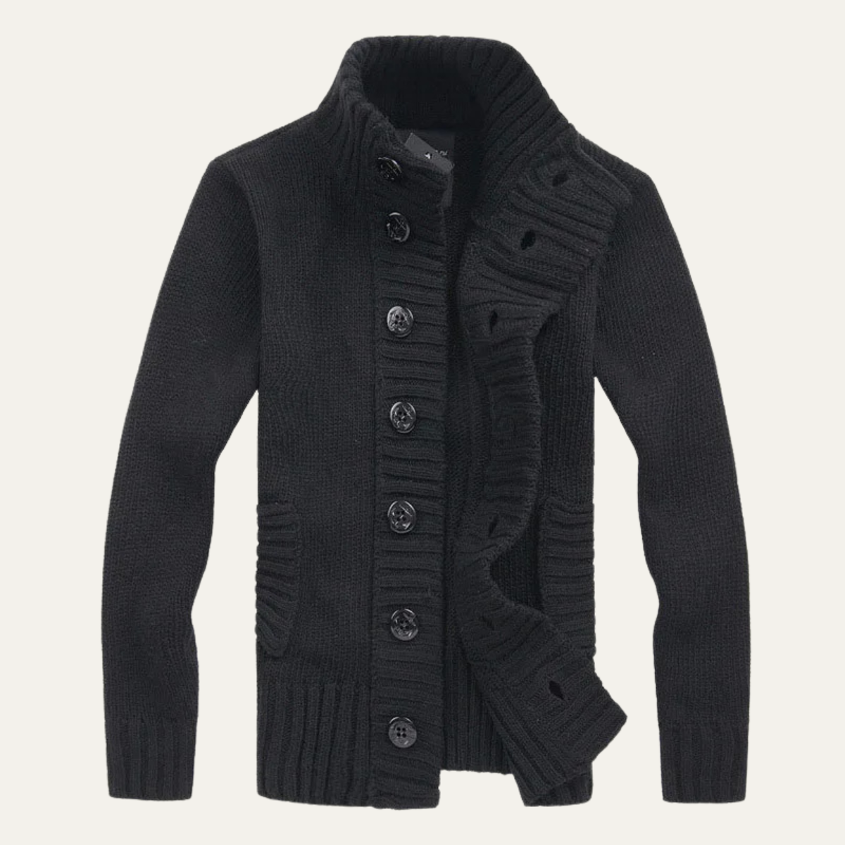 The Athens Men’s Winter Front Button Stand Collar Knit Cardigan