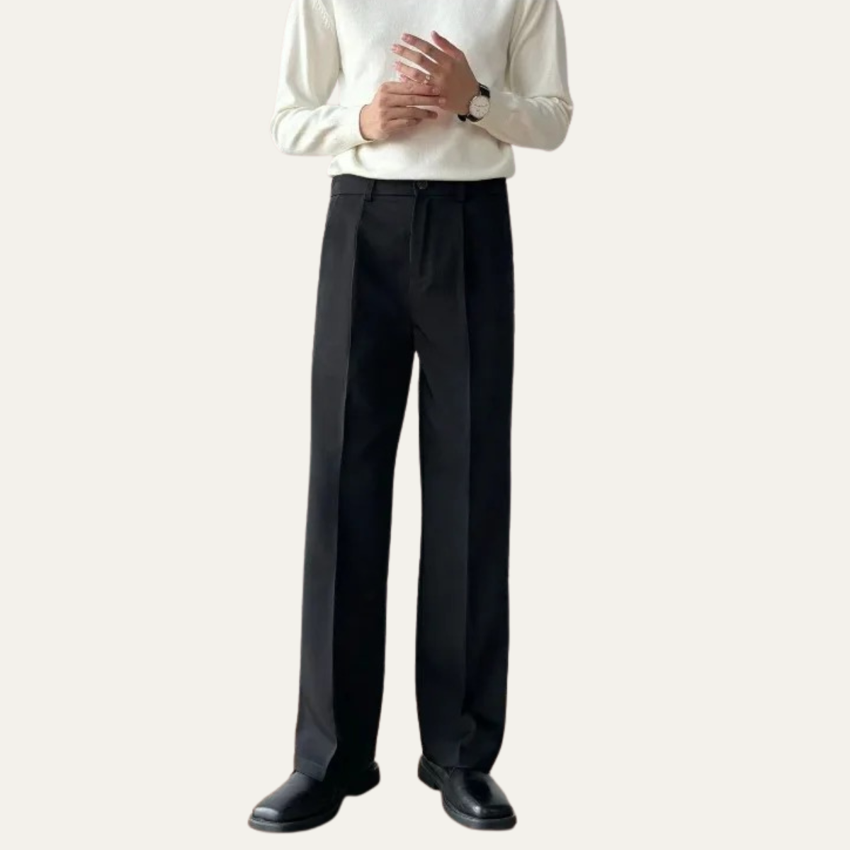 The Ridgebury Men’s Black Pleated Wide Leg Dress Pants
