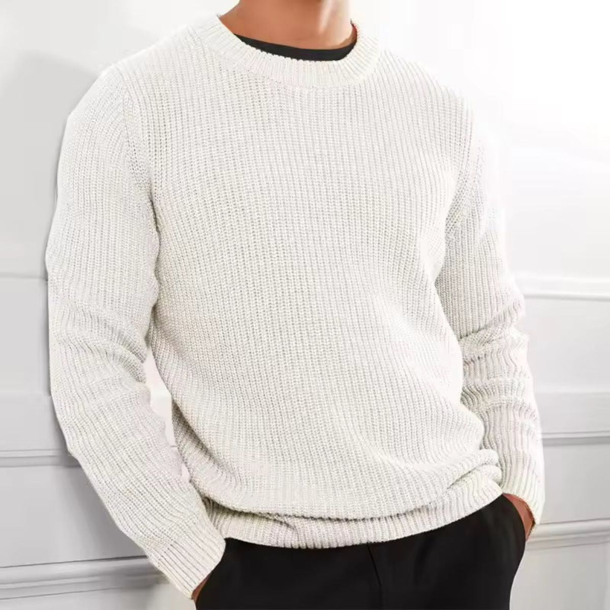The Tokyo Merino Wool Ribbed O Neck Sweater
