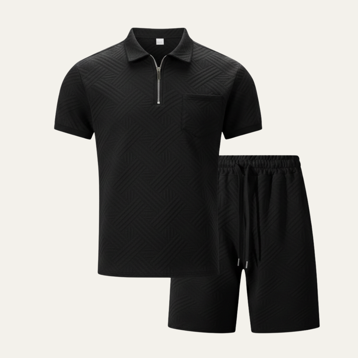 The Brookview Men’s Jacquard Casual Summer Set – Shirt & Shorts