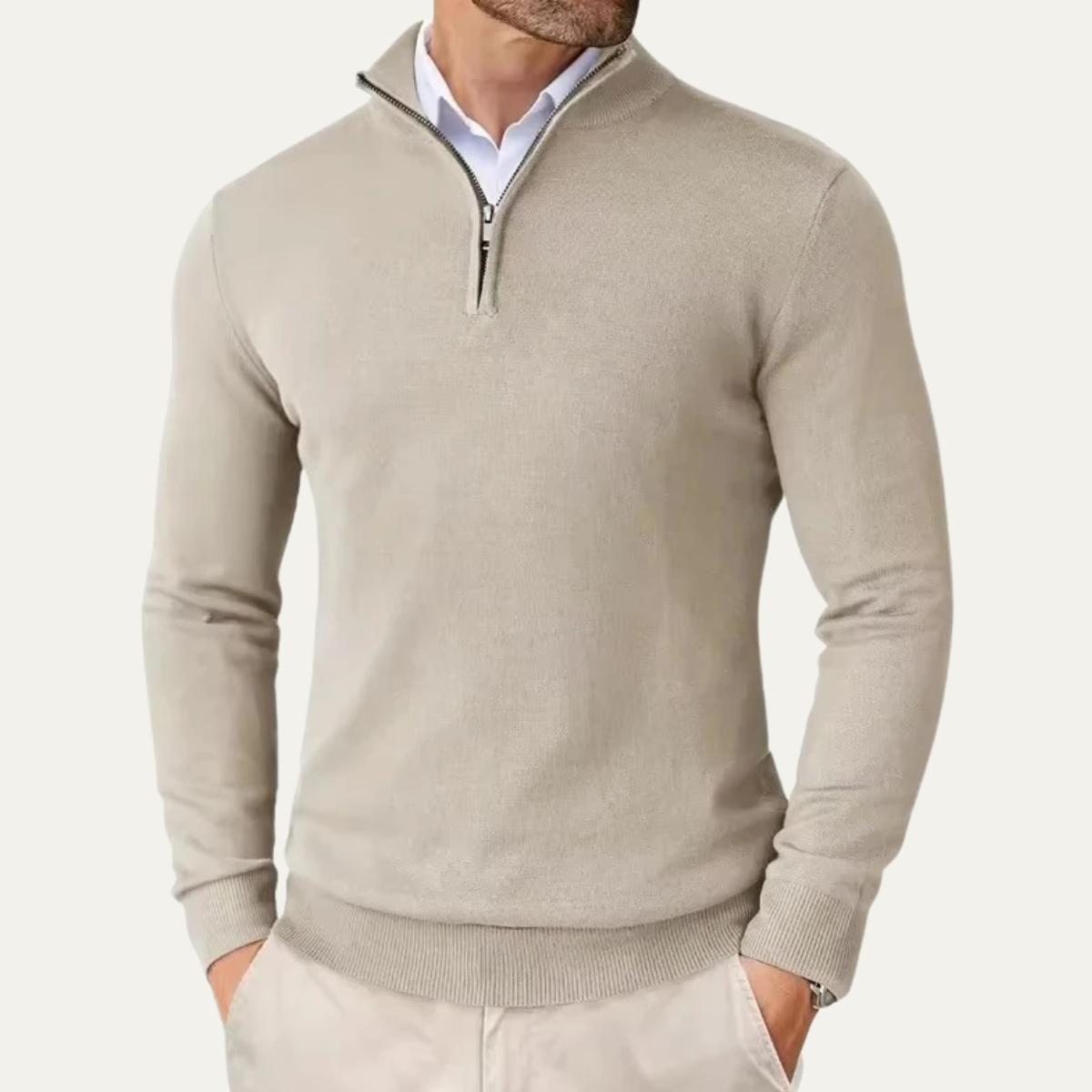 The Elmwood  Men's Quarter Zip Knitted Mock Neck Sweater