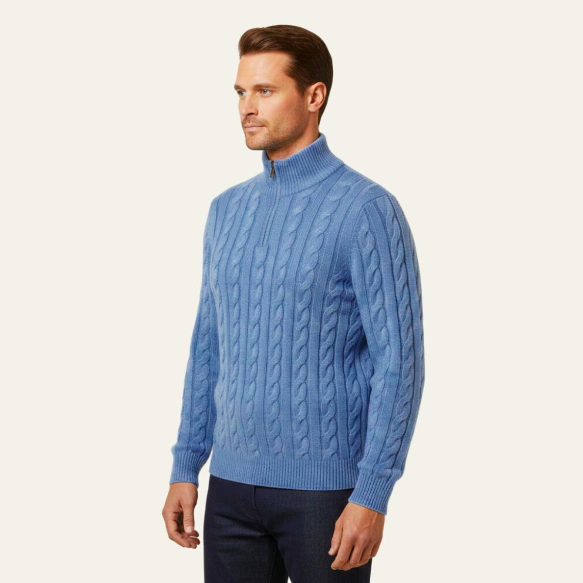 The Genève Old Money Half Zip Sweater for Men - 100% Merino Wool