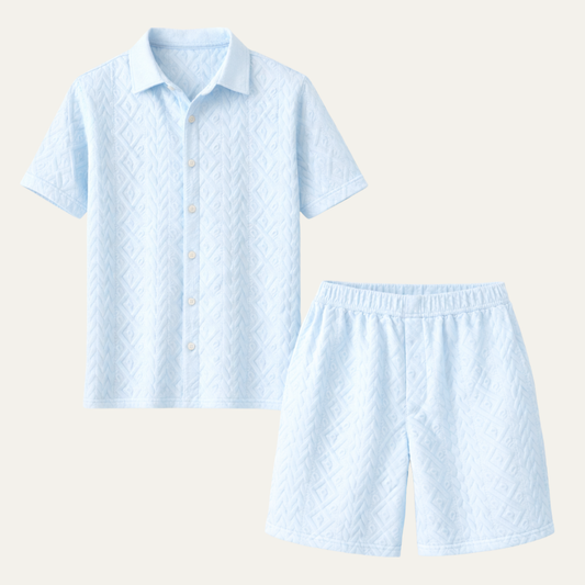 The Cedar Ridge Park Men’s Textured Trendy Summer Set – Shirt & Shorts Set