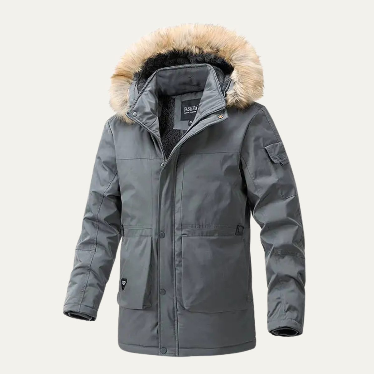 The Tropea Men's Hooded Padded Cotton Jacket with Fur Collar