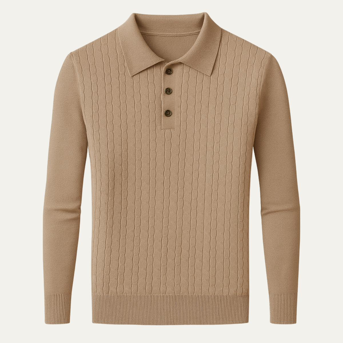 The Catanzaro Men’s Casual Knitted Cable Knit Polo Sweater