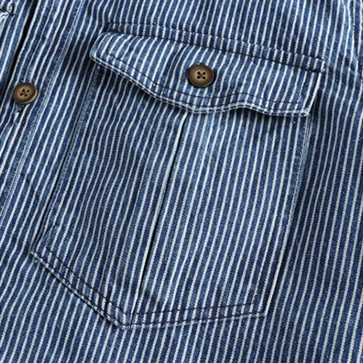 The Pinecrest Men’s Vintage Striped Cargo Denim Shirt Jacket