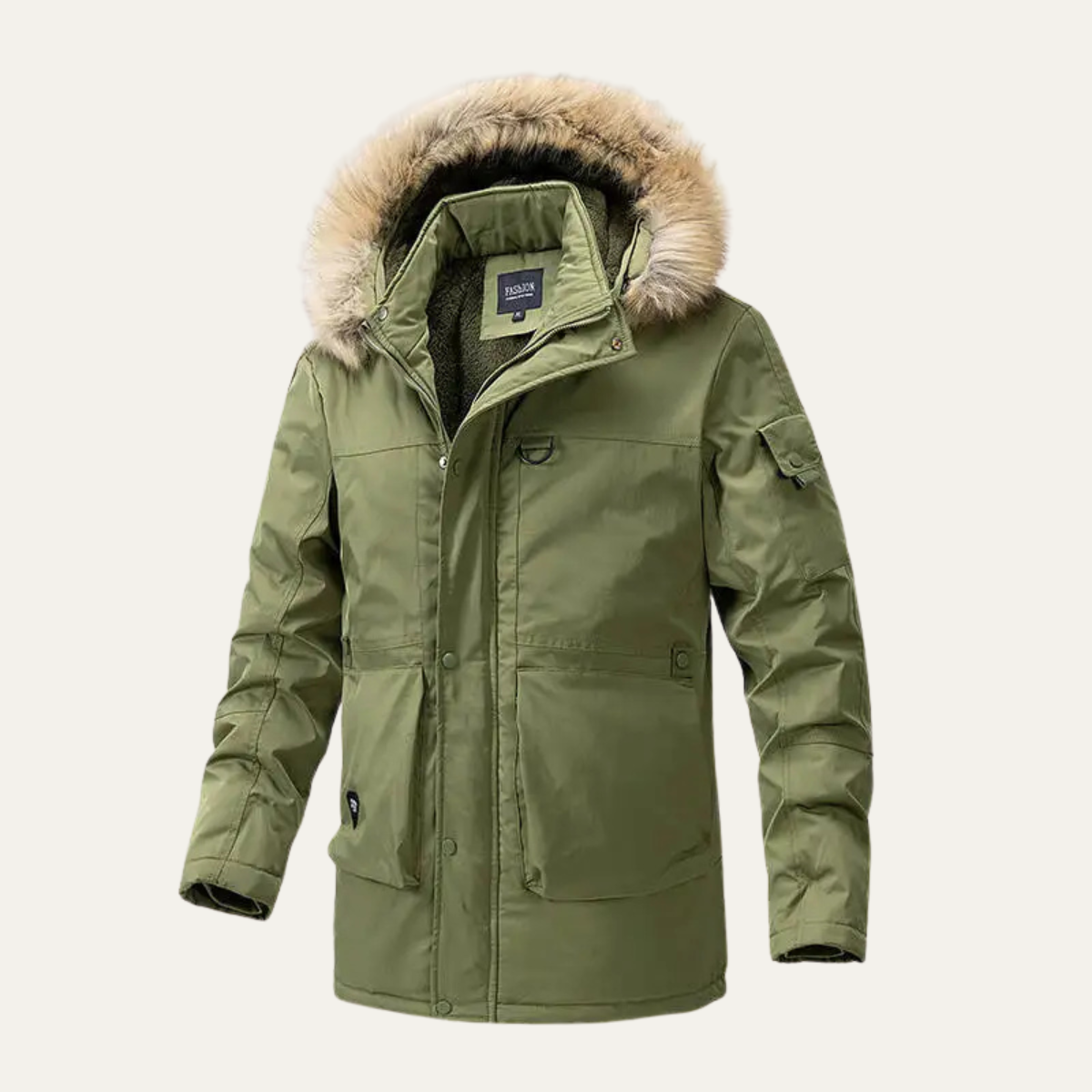 The Tropea Men's Hooded Padded Cotton Jacket with Fur Collar