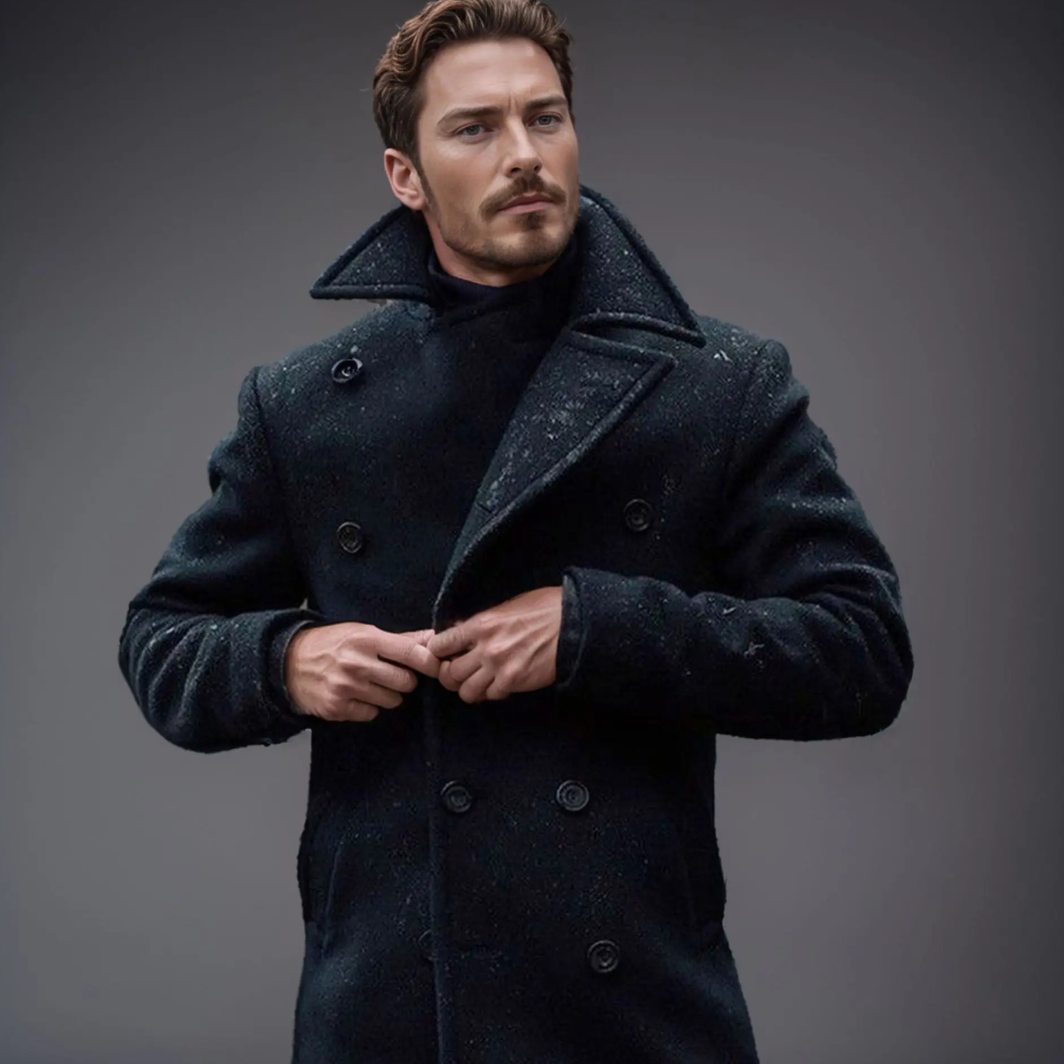 Men's Double Breasted Wool Pea Coat