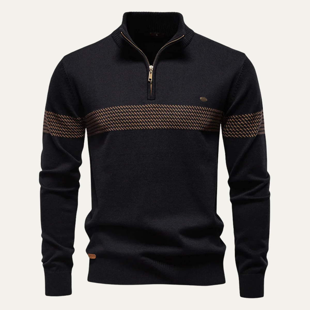 The Brookshire Men’s Casual Half Zip Knit Sweater with Stand Collar