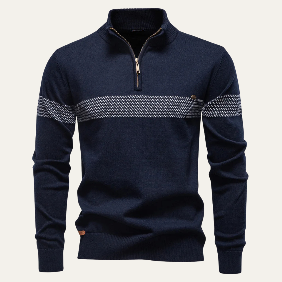 The Brookshire Men’s Casual Half Zip Knit Sweater with Stand Collar