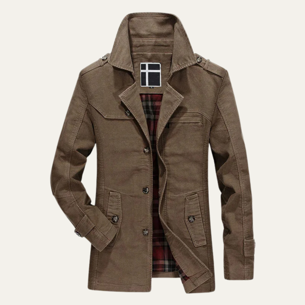 The Appiano Men’s Winter Wool Coat with Plaid Lining and Double Breasted Design