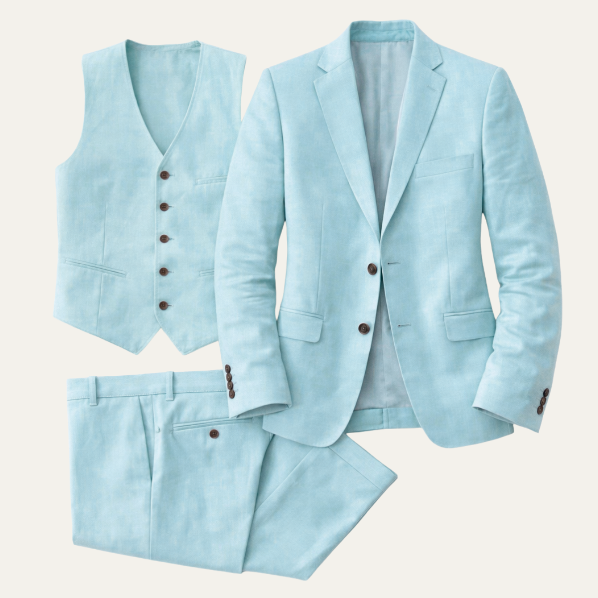 The Andermatt Men’s Trendy Linen 3 Piece Suit – Jacket, Vest & Pants