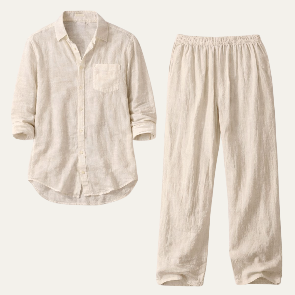 The Meadowwood Men’s Casual Linen Two Piece Set – Shirt &amp; Pants