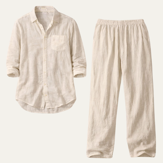 The Meadowwood Men’s Casual Linen Two Piece Set – Shirt & Pants