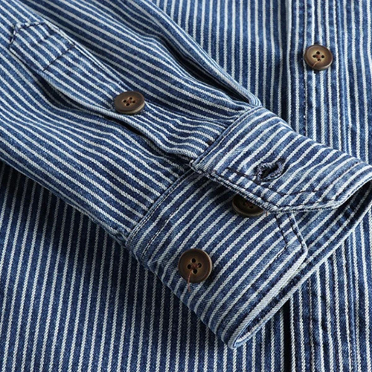 The Pinecrest Men’s Vintage Striped Cargo Denim Shirt Jacket