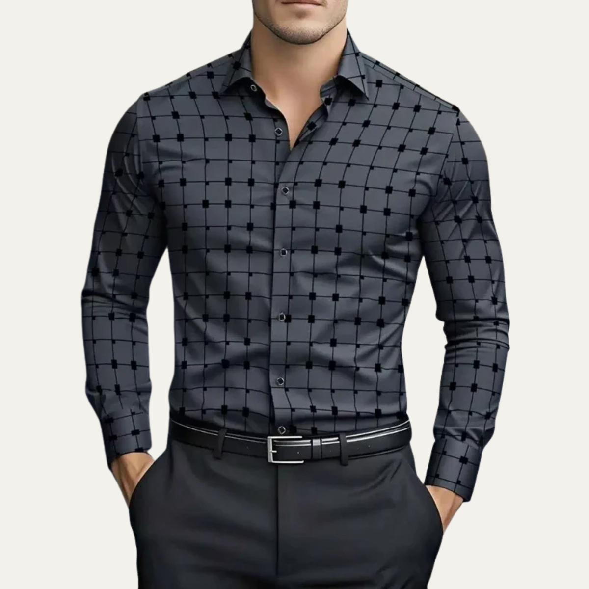 The Caserta Men’s Slim Fit Check Print Dress Shirt