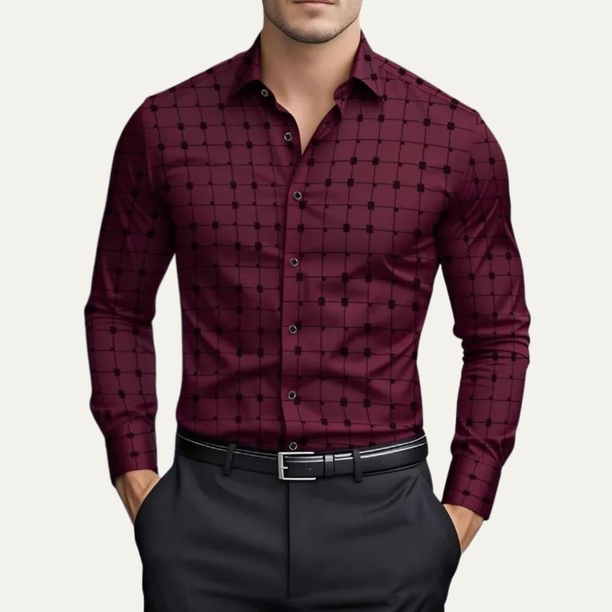 The Caserta Men’s Slim Fit Check Print Dress Shirt