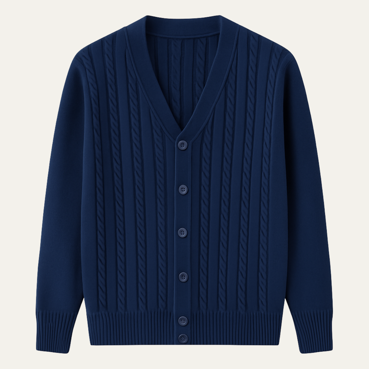 The Rochester Men's Classic Cable Knit Button Up Cardigan