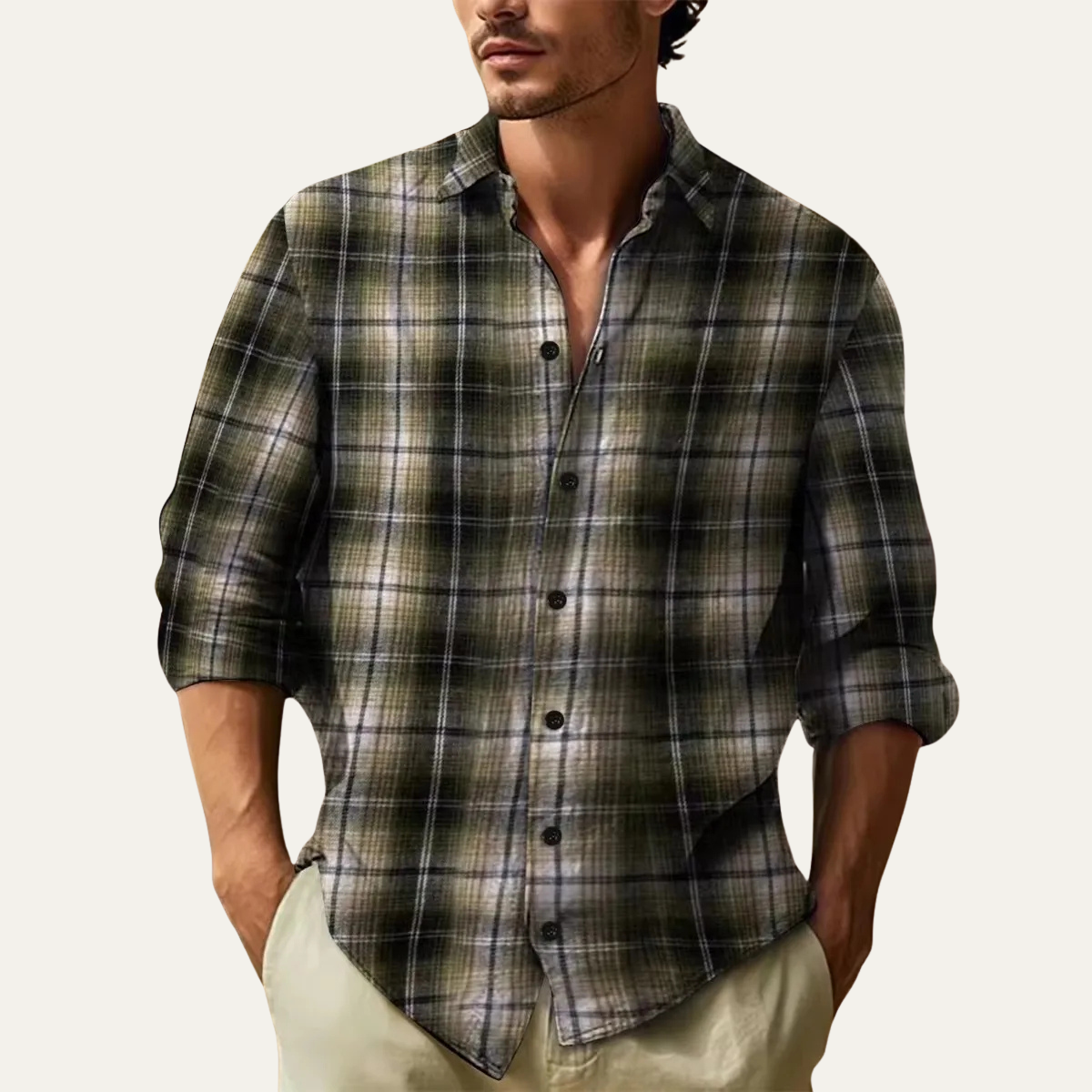 The Salerno Men’s Plaid Flannel Casual Button Down Shirt