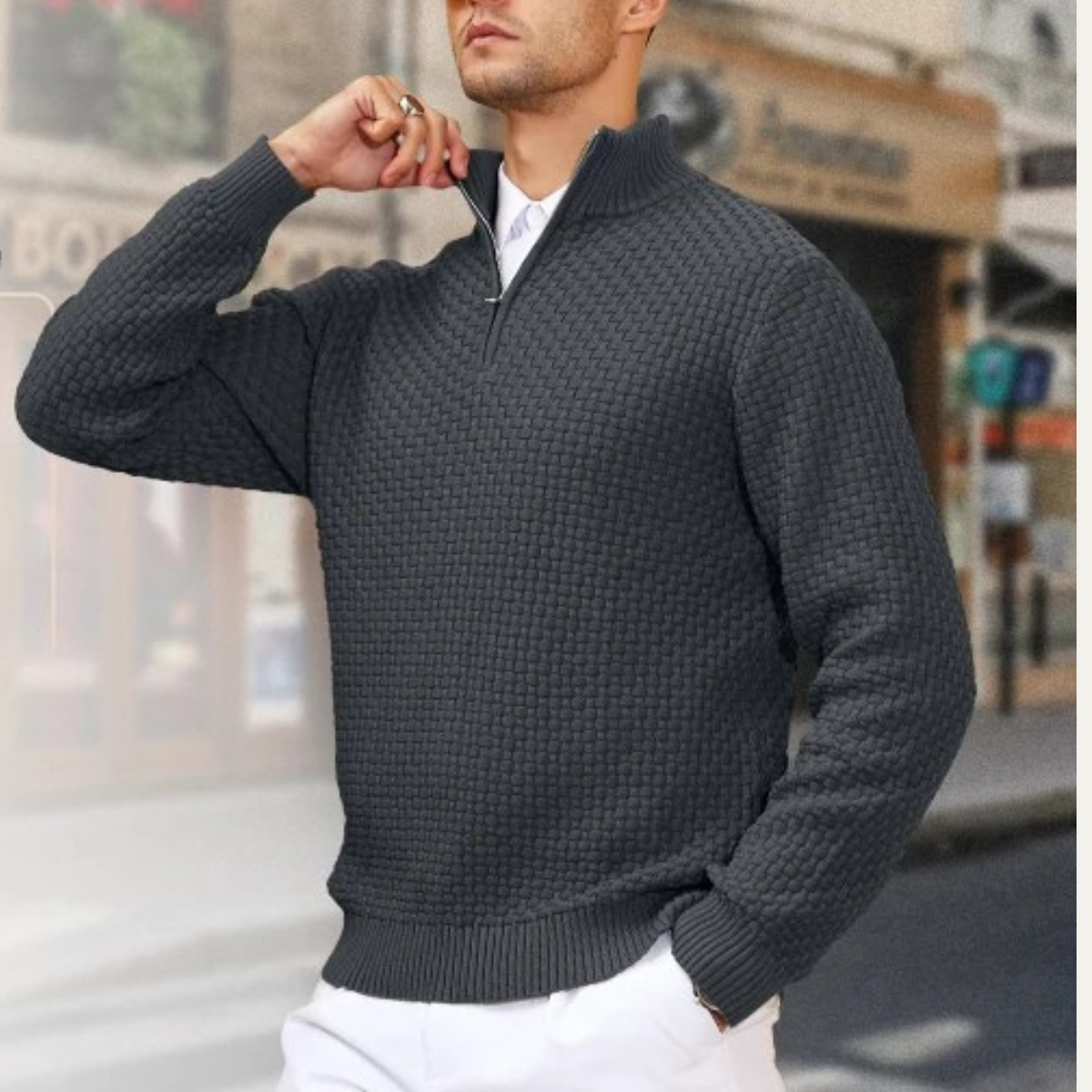 The Oviedo Men’s Trendy Winter Warm Half Zip Knitted Sweater